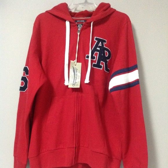 American Rag Men's Varsity Patch Red Hoodie Size L - Picture 2 of 8